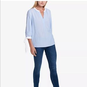 Tommy Hilfiger Striped Tie-Sleeve Cotton Tunic  L